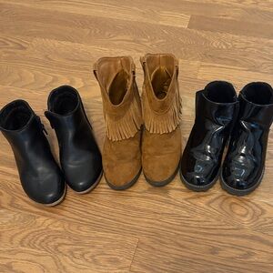 Cat & Jack Kids Black and Brown Boot Bundle